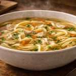 Прозорий курячий бульйон з домашньою локшиною