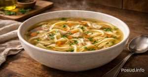 Прозорий курячий бульйон з домашньою локшиною