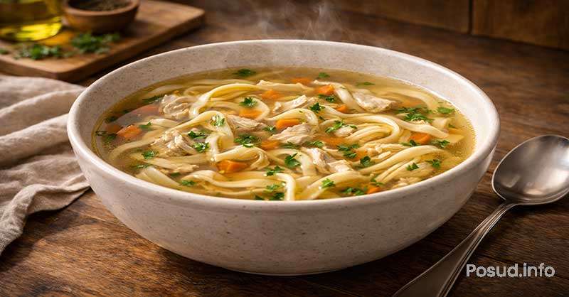 Прозорий курячий бульйон з домашньою локшиною