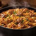 Тушкована капуста з м’ясом у чавунній каструлі